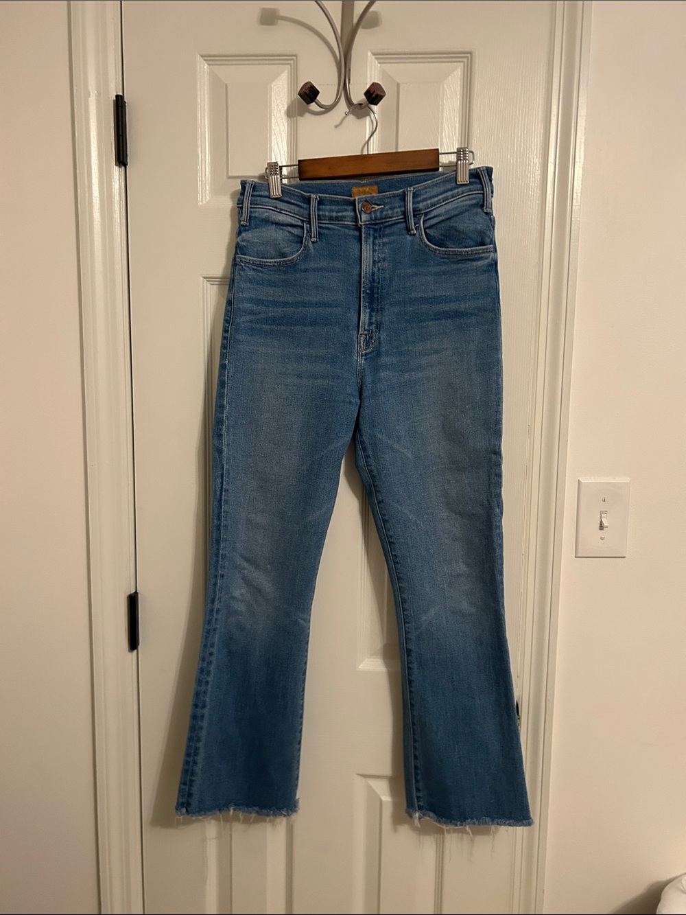 Mother The Hustler Ankle Fray Classic High-Rise Blue Women's Jeans